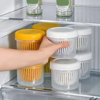 Прозрачный контейнер для лука, имбиря, чеснока с крышкой, дренажный слой, прочный герметичный ящик для хранения продуктов, кухонные принадлежности белый