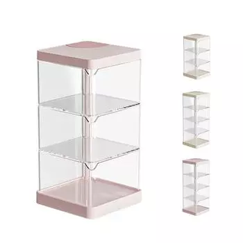 Прозрачный контейнер для пуховки, многослойная вращающаяся витрина, органайзер для хранения пуховки, кольца 3 layers