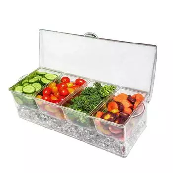 Прозрачный контейнер для специй со съемными отсеками для пикника на открытом воздухе с крышкой 4 для свежести