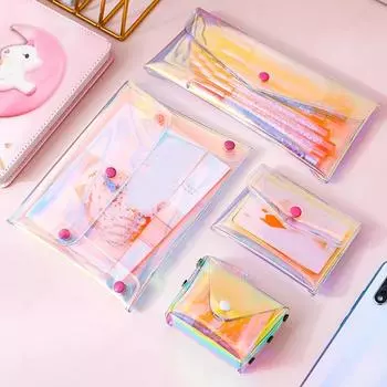 Прозрачный кошелек для монет, женский кошелек, лазерный ПВХ, прозрачный карандаш для карт, косметический клатч для денег, женский мини-кошелек на молнии, чехол