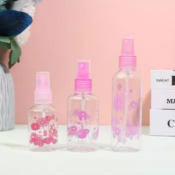 Прозрачный косметический флакон-спрей с принтом (50/75/100мл) - Портативный, красочный, пресс-стиль, пластиковый инструмент для красоты 50