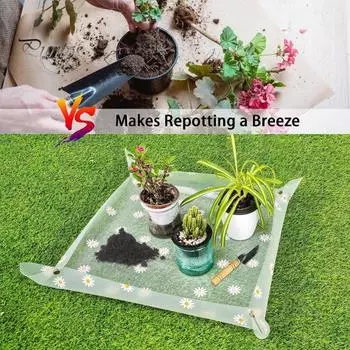 Прозрачный коврик для пересадки с цветочным принтом. Легко чистится. Многоразовый водонепроницаемый складной поднос для пересадки растений. Коврик для обрезки на открытом воздухе в помещении. 50cm