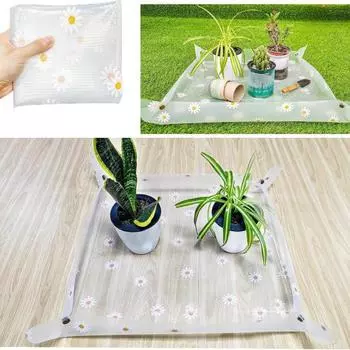 Прозрачный коврик для пересадки с цветочным принтом. Легко чистится. Многоразовый водонепроницаемый складной поднос для пересадки растений. Коврик для обрезки на открытом воздухе в помещении. 50cm