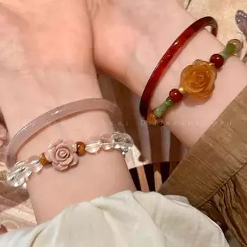 Прозрачный кристалл китайский розовый браслет из бисера набор для женщин S530 розовый