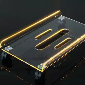 Прозрачный кронштейн для компьютерного хоста, шасси, мобильное, с повышенной базой, с подсветкой, с колесами, охлаждение, стойки для хранения, настольные