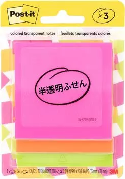 Прозрачный липкий самоклеящийся кальк 73 x 73 36 3 цвета 108 листов в Post-it Notes, Notes, Paper, мм, листов, набор, всего, 600-3COL