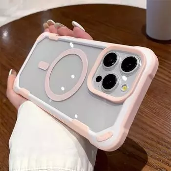 Прозрачный магнитный чехол Armor для iPhone 15, 14, 13, 12, 11 Pro Max Plus, противоударный гибридный чехол-бампер с беспроводной зарядкой For iPhone 15