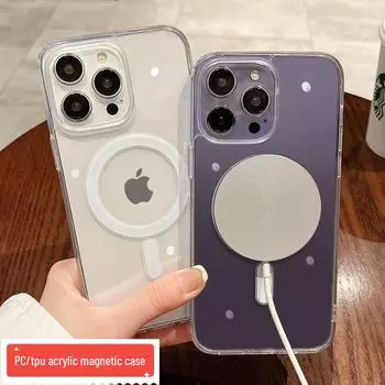 Прозрачный магнитный чехол для iPhone 14/15 Pro Max с совместимостью MagSafe iPhone 12/12 Pro
