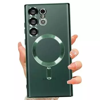 Прозрачный магнитный чехол для телефона Magsafe для Samsung S23 Ultra S22 Plus S21 Fe, защита объектива, роскошный силиконовый чехол S21 Plus синий