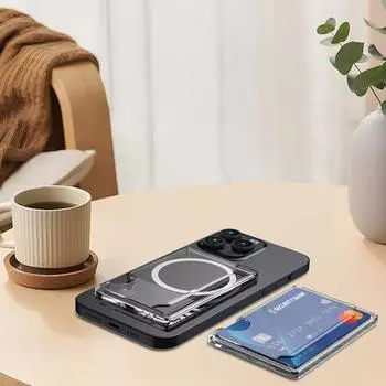 Прозрачный магнитный чехол для телефона с картой, задняя крышка для iPhone 12, Magsafe, Samsung, Xiaomi, Huawei, для удостоверения личности, банковской карты A1