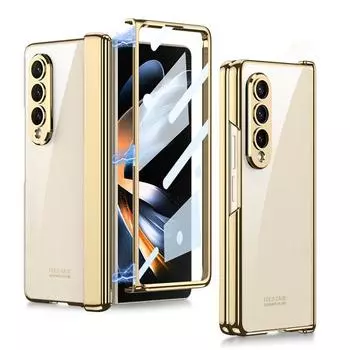 Прозрачный магнитный чехол с покрытием для Samsung Galaxy Fold4 Z Fold 4, крышка с магнитной петлей, передняя пленка, чехол для телефона, жесткий пластиковый чехол Case Only