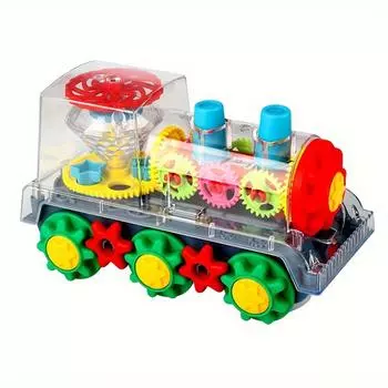 Прозрачный маленький поезд, шестереночный механизм, свето-музыкальная игрушка One Size