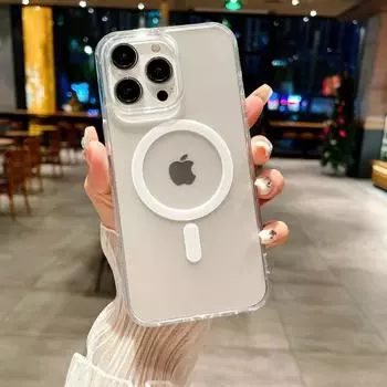 Прозрачный матовый чехол для iPhone 15 14 Plus 13 12 Mini 11 Pro X XR XS Max 7 8 Plus, магнитный акриловый чехол с беспроводной зарядкой For iPhone 15