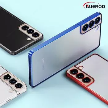 Прозрачный матовый чехол с квадратной рамкой для Samsung Galaxy S23 S22 S21 Ultra, чехол для Samsung S23 S22 S21 Plus Fe, силиконовый чехол S22 Plus чёрный