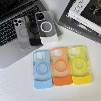 Прозрачный матовый цветной магнитный чехол для ПК с нижней вставкой для Apple iPhone 16 Pro Max Plus, противоударный чехол с защитой от отпечатков пальцев For iPhone 16 чёрный