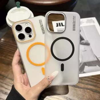 Прозрачный матовый тонкий магнитный чехол для iPhone 16 Plus 15 Pro Max 14 Pro 13 12 11 Прозрачный противоударный чехол для MagSafe Hard PC Bumper Cover iPhone 16 чёрный