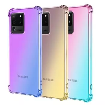 Прозрачный милый чехол для телефона с градиентом, тонкий, против царапин, гибкий чехол из ТПУ, противоударный защитный чехол для Samsung Galaxy S10 5G S20 FE S21 Ultra S21 + Samsung Galaxy S10 синий/фиолетовый