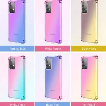 Прозрачный милый чехол для телефона с градиентом, тонкий, против царапин, гибкий чехол из ТПУ, противоударный защитный чехол для Samsung Galaxy A55, 5G, A60, A72, A8S, A52S, A70, A80 Samsung Galaxy A50 синий/фиолетовый