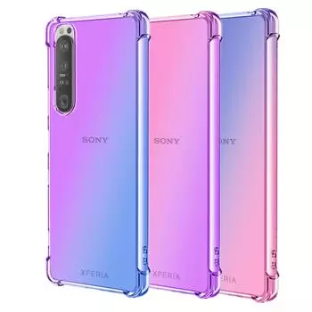 Прозрачный милый чехол для телефона с градиентом, тонкий, против царапин, гибкий чехол из ТПУ, противоударный защитный чехол для Sony Xperia 1 II 5 8 10 III Lite Ace L4 Pro-I Sony Xperia 1 II синий/фиолетовый