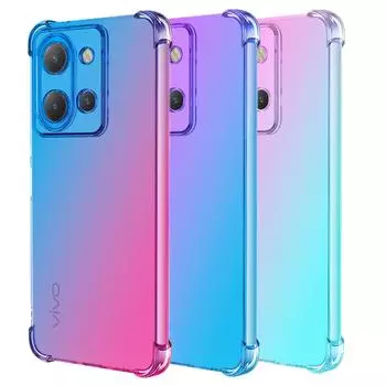 Прозрачный милый чехол для телефона с градиентом, тонкий, против царапин, гибкий чехол из ТПУ, противоударный защитный чехол для Vivo Y11s Y12a Y16 Y20g Y22s Y30 Y33s Y35M + Y38 Vivo Y15 золотой/чёрный