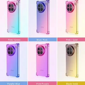 Прозрачный милый чехол для телефона с градиентом, тонкий, против царапин, гибкий чехол из ТПУ, противоударный защитный чехол для Vivo X21S X30 X50 X60 X80 X90 Pro + Z3x Z5 Y5s Vivo X60 Pro золотой/чёрный