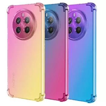 Прозрачный милый чехол для телефона с градиентом, тонкий, против царапин, гибкий чехол из ТПУ, противоударный защитный чехол для OPPO Realme Q3 Q5 Pro X2 X3 SuperZoom X50m XT Realme X50 чёрный/золотой