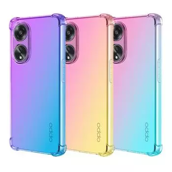 Прозрачный милый чехол для телефона с градиентом, тонкий, против царапин, гибкий чехол из ТПУ, противоударный защитный чехол для Oppo A55 A58X A76 A94 A95 A98 Ace2 A60 A57e Oppo A56 4G розовый/фиолетовый