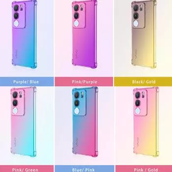 Прозрачный милый чехол для телефона с градиентом, тонкий, против царапин, гибкий чехол из ТПУ, противоударный защитный чехол для Vivo iQOO 11 Neo5 Lite U1x Z3 Z7 S1 Pro S7e S15 vivo iQOO 11 синий/фиолетовый