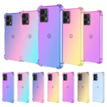 Прозрачный милый градиентный чехол для телефона, тонкий, устойчивый к царапинам, гибкий чехол из ТПУ, противоударный защитный чехол для Moto G8 Power G9 Plus G13 G30 G50 G60S G84 Moto G50 5G золотой/розовый