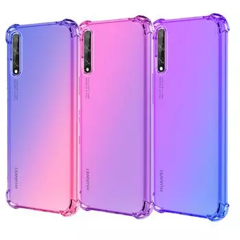 Прозрачный милый градиентный чехол для телефона, тонкий, устойчивый к царапинам, гибкий чехол из ТПУ, противоударный защитный чехол для Huawei Enjoy 9 10S 20 SE Mate 40 60 Y5p Y7p Huawei Enjoy 20 Pro (PPA-AL20) чёрный/золотой