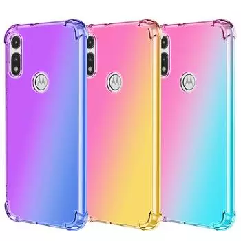 Прозрачный милый градиентный чехол для телефона, тонкий, устойчивый к царапинам, гибкий чехол из ТПУ, противоударный защитный чехол для Moto E30 G Play Stylus 5G 2024 Power Plus E13 Moto Edge 5G 2024 синий/розовый