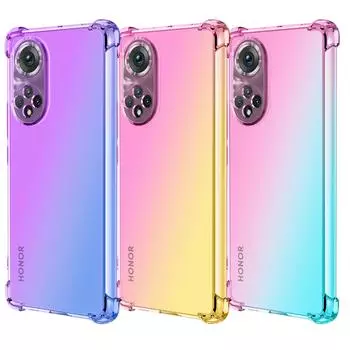 Прозрачный милый градиентный чехол для телефона, тонкий, устойчивый к царапинам, гибкий чехол из ТПУ, противоударный защитный чехол для Huawei Honor 9X Lite 20 9A 9S 10I 20S 50 60 90 Honor 30 Lite синий/фиолетовый