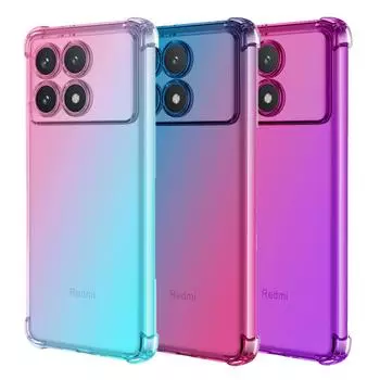 Прозрачный милый градиентный чехол для телефона, тонкий, устойчивый к царапинам, гибкий чехол из ТПУ, противоударный защитный чехол для Xiaomi Redmi K30 Pro K40S K50 K70 Note 8 9S 7 Redmi K60 синий/фиолетовый