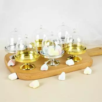 Прозрачный мини-подставка для конфет и десертов, подставка для кексов, поднос, свадебная пластиковая подарочная коробка для гостей, декор для дня рождения, детского душа 4Pcs Gold