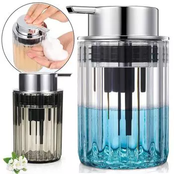 Прозрачный многоразовый дозатор для пенящегося мыла для рук, туалетный столик, пенный лосьон для мыла, бутылка для мыла для кухонной раковины светло-серый