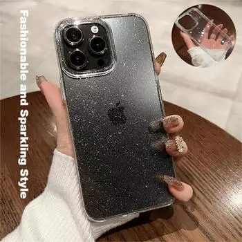 Прозрачный модный блестящий стильный мягкий чехол из ТПУ для iPhone 15 14 13 12 11 Pro Max 14 Plus Bling силиконовый защитный чехол-бампер For iPhone 15