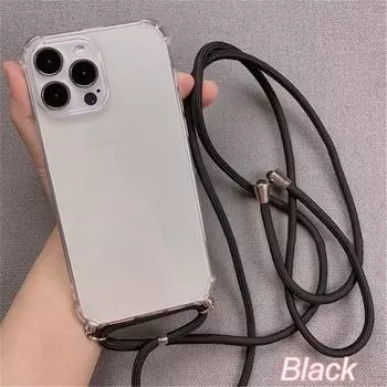 Прозрачный мягкий чехол для телефона с ремешком через плечо и цепочкой для Samsung S23 S22 S21 S20 Ultra Plus S21 S20 FE A13 A53 A14 A54 Note 20 Ultra Cover Samsung S8 белый