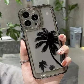 Прозрачный мягкий чехол для телефона с рисунком кокосовой пальмы для iPhone 11 12 13 15 14 Pro Max XR XS Max X 7 8 14 Plus SE 2020 2022 силиконовый чехол 7 8 SE 2020 SE 2022