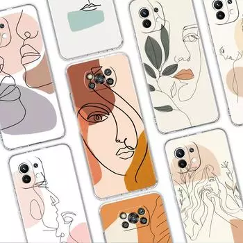 Прозрачный мягкий чехол для Xiaomi Mi Poco X3 NFC M3 F3 12 11 Lite 11T 10T X3 Pro Note 10 9T F1, чехол для телефона, забавный женский чехол с линией лица Xiaomi Mi Note10Pro