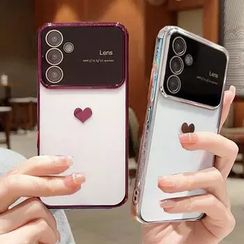 Прозрачный мягкий чехол ярких цветов с сердцем любви для Samsung Galaxy A14 A24 A54 A23 A53 A13 A52 5G 4G S20 S21 S22 S23 S24 Note 20 Ultra Plus, прозрачный чехол For Samsung Note 20 Ultra чёрный