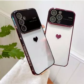 Прозрачный мягкий чехол ярких цветов с сердечками для Samsung Galaxy A14 A24 A54 A53 A23 A13 A52 S21 S22 S23 S24 Ultra Plus iPhone 15 14 13 12 11 Pro Max For Samsung Note 20 Ultra чёрный