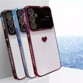 Прозрачный мягкий чехол с сердечком любви для Samsung Galaxy A15 A25 A14 A24 A54 A23 A53 S23 S24 Ultra Plus iPhone 15 14 13 12 11 Pro Max Прозрачный силиконовый чехол For iPhone 11 Pro Max серебряный