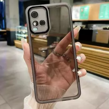 Прозрачный мягкий чехол с защитой камеры TUP для Vivo V30 V30 Pro Lite V29E V29 Pro V27E V25 V23E 4G 5G Y200 Y17 Y91 Y78 Y36 Vivo V30 синий