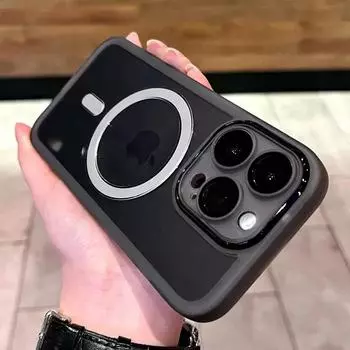 Прозрачный мягкий магнитный чехол для iPhone 14 Plus 13 12 11 Pro Max для Magsafe, защита объектива с беспроводной зарядкой, противоударный чехол iPhone 14 Pro Max чёрный