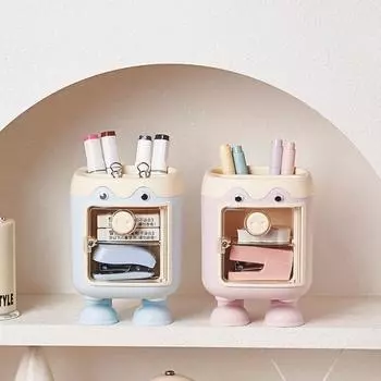 Прозрачный мультяшный пенал большой емкости контейнер для канцелярских принадлежностей милый поросенок держатель для карандашей студент синий