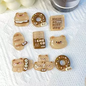 Прозрачный мультяшный шоколадный мишка, аксессуары из смолы, чехол для мобильного телефона, чашка для воды, коробка для канцелярских принадлежностей, аксессуары для ювелирных изделий 3pcs in a pack