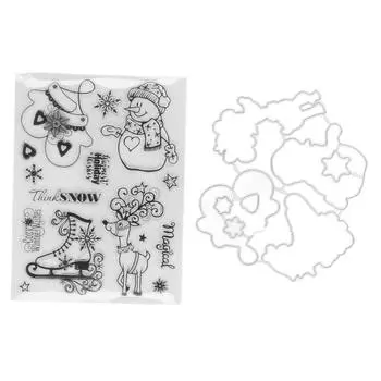 Прозрачный набор штампов для создания рождественских открыток с узорами, прозрачный набор штампов для тиснения и резки для Sc
