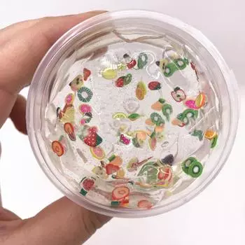 Прозрачный нарезанный фруктовый салат, слизь, волшебная грязевая замазка - игрушка для снятия стресса