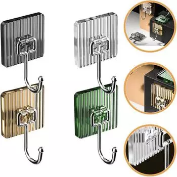 Прозрачный настенный крючок, прочный самоклеящийся настенный крючок, вешалка для полотенец в ванной, не требующая прокалывания, акриловый липкий крючок серебряный