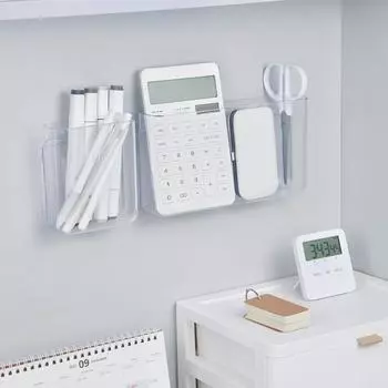 Прозрачный настольный ящик для хранения косметики, канцелярские товары, студенческое общежитие, держатель для ручек, настенная полка для ванной комнаты, пробивая бесплатно